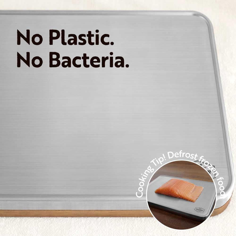 HAVHAF cutting board with juice catcher lip for cleaner counters.