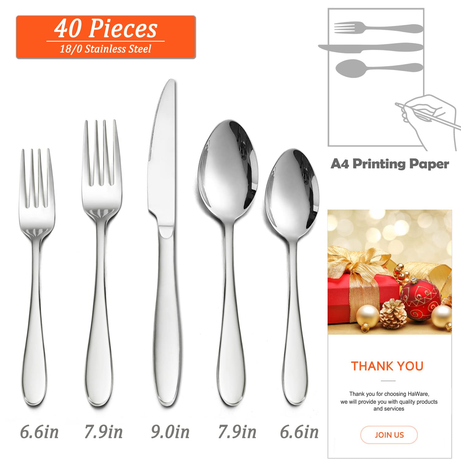 HaWare dinner knives with corrosion-resistant stainless steel and comfortable grip.