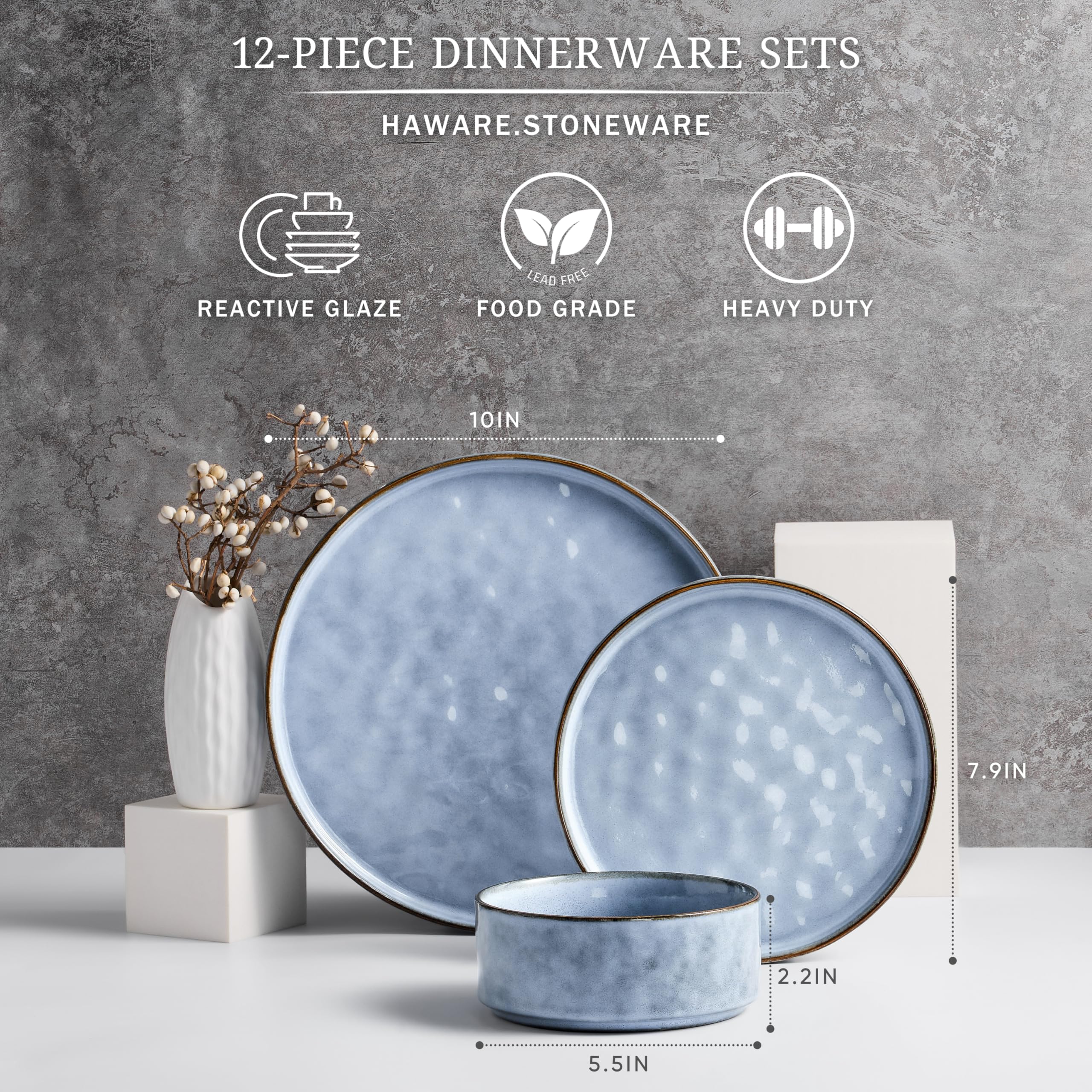 HaWare 10.25-inch dinner plate with generous space for main courses.