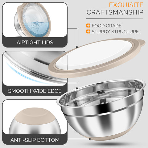 HaWare stainless steel bowls feature mirror-polish interior for easy cleaning