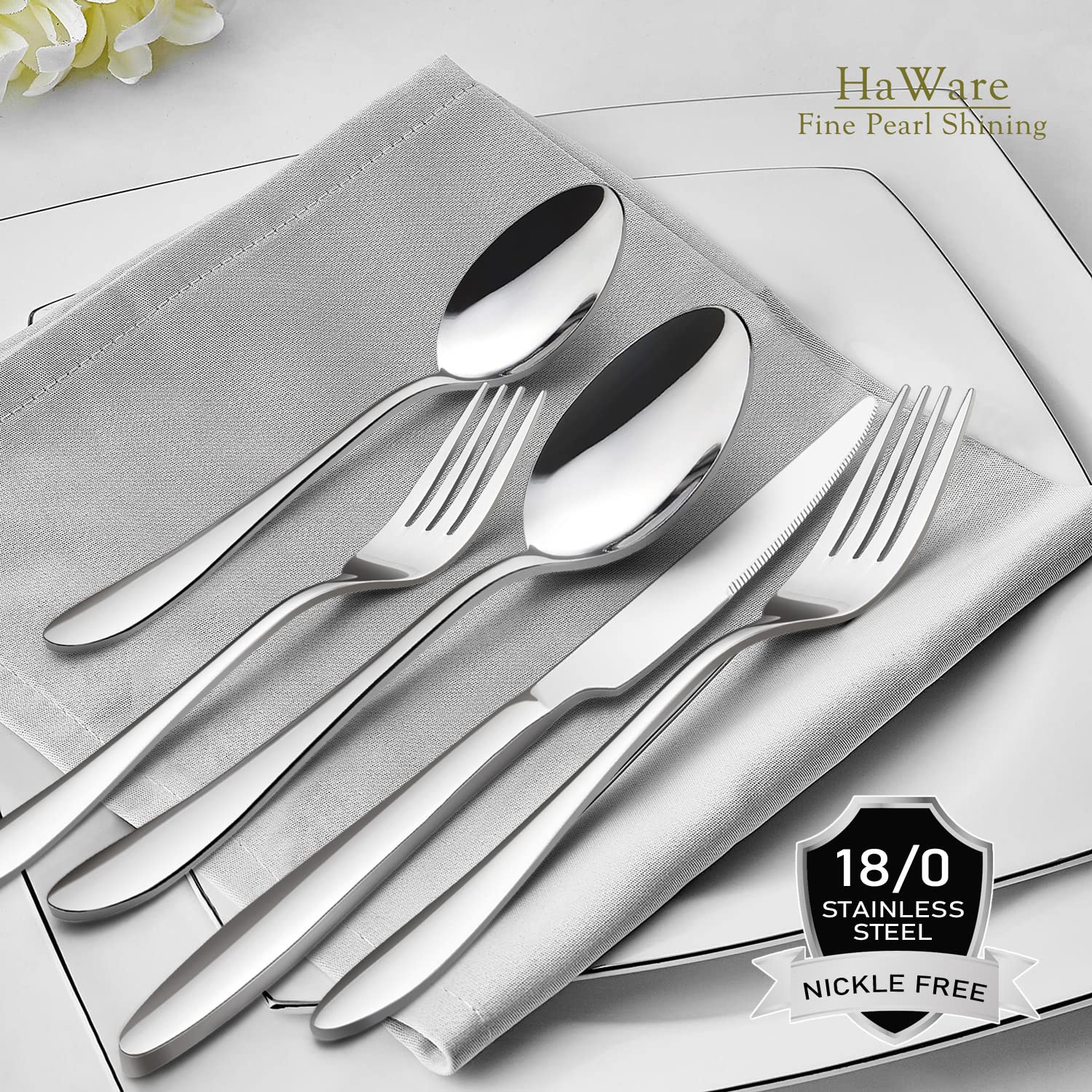 HaWare mirror-polished finish resists dulling and cleans easily.