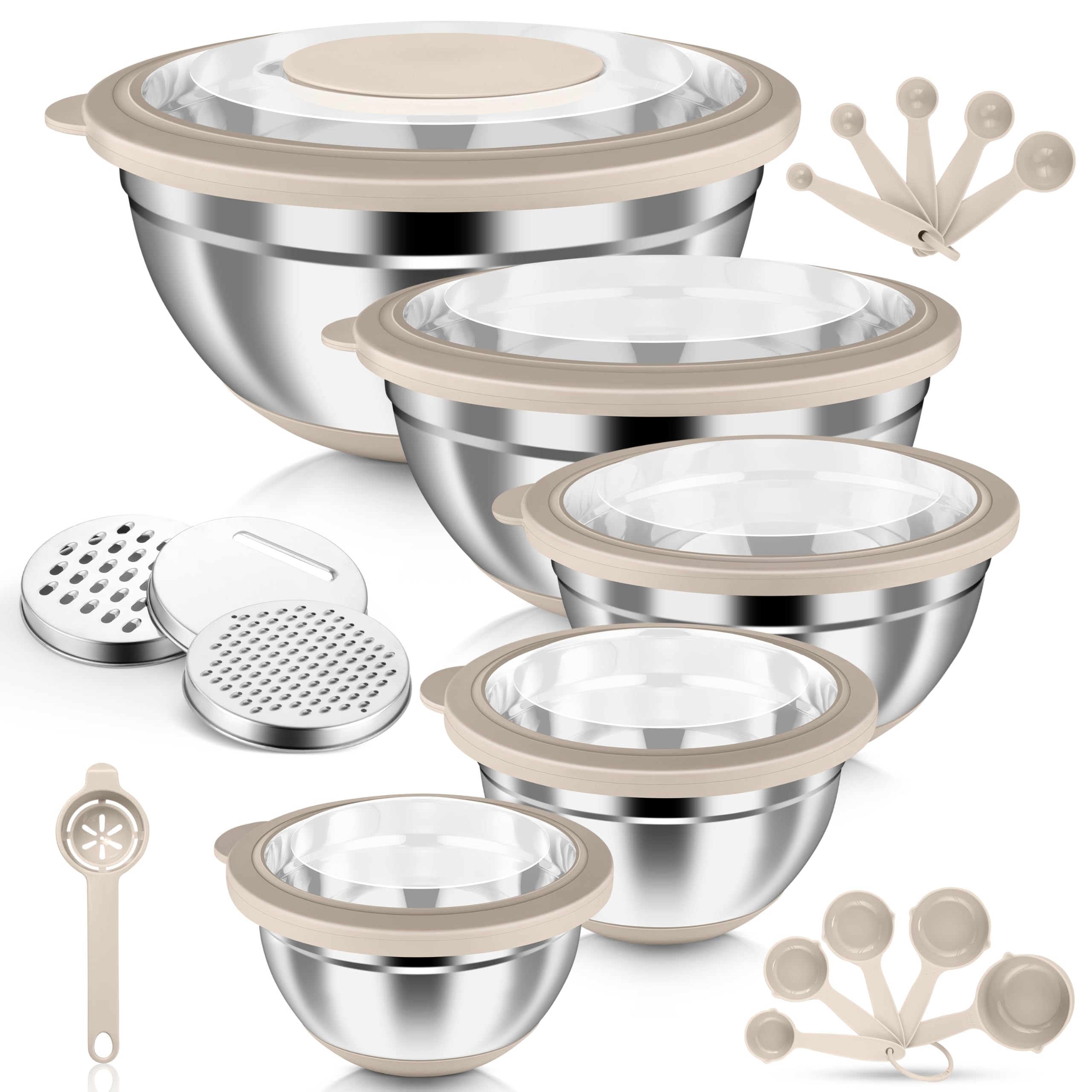 HaWare mixing bowls 5-piece set showing stacked bowls for space-saving storage