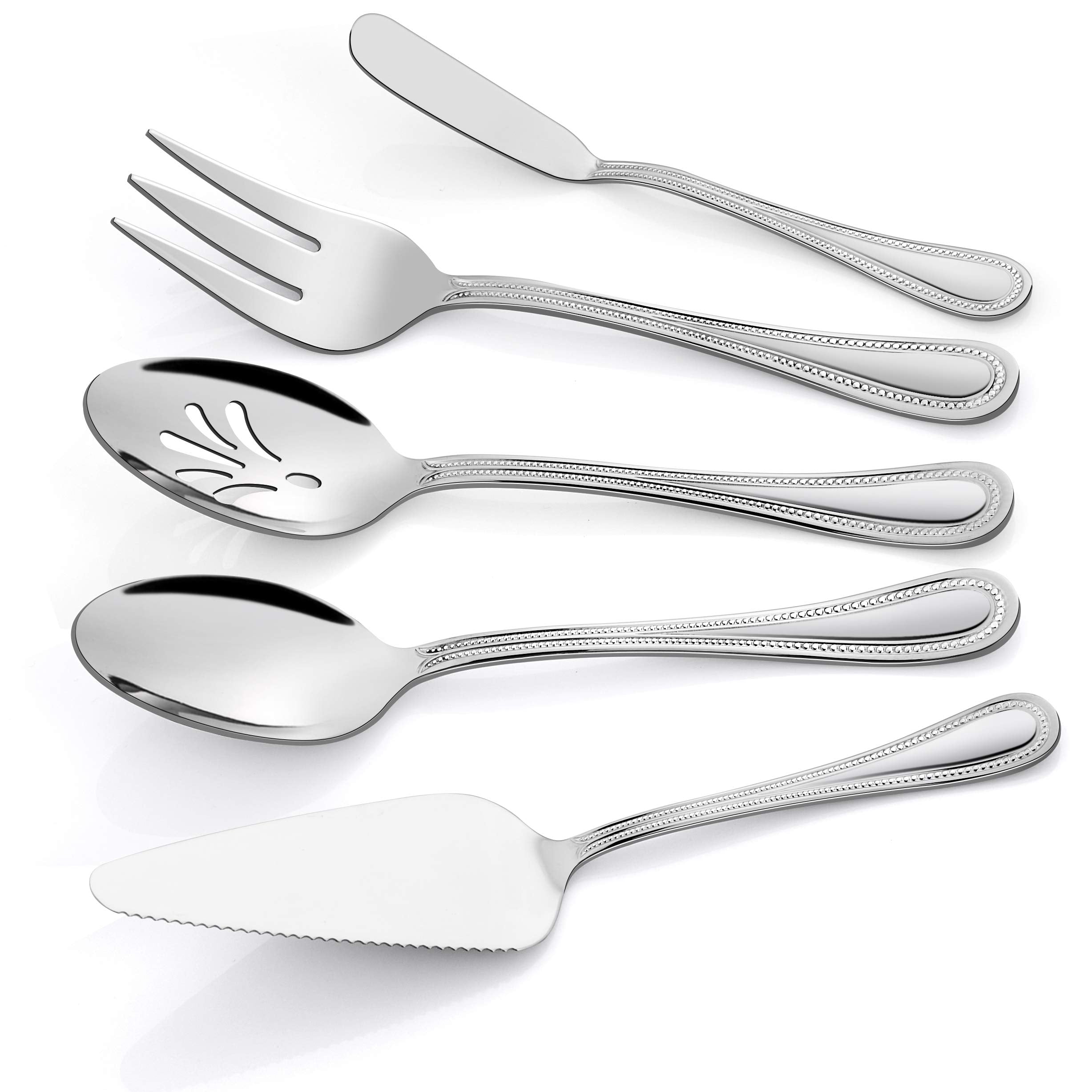 HaWare slotted spoon with pearled-edge handle for elegant buffet service