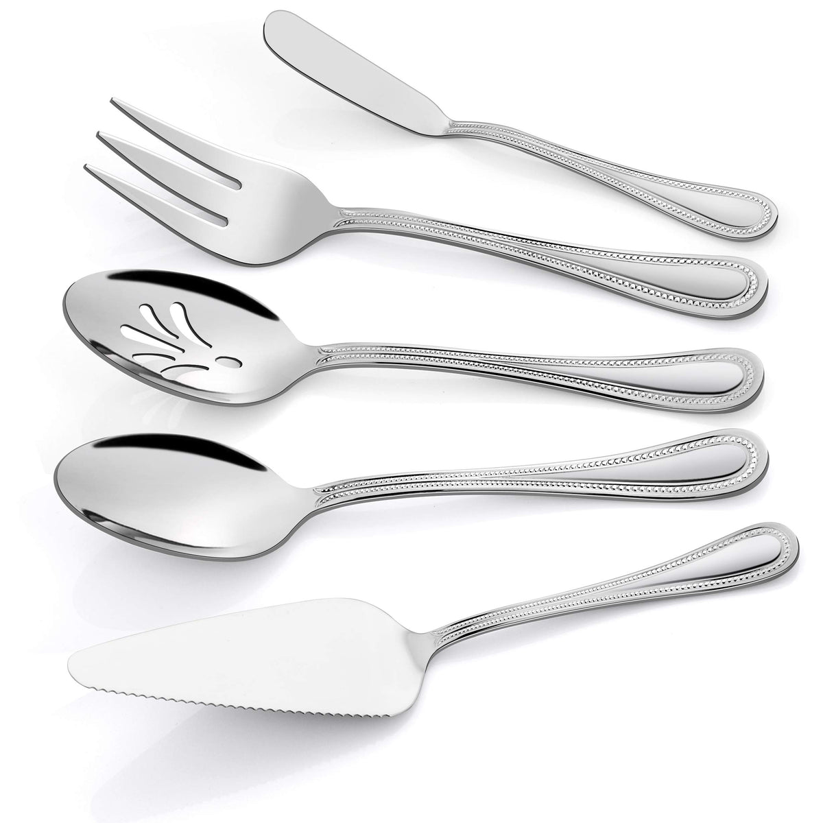 HaWare slotted spoon with pearled-edge handle for elegant buffet service