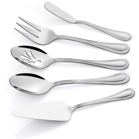 HaWare slotted spoon with pearled-edge handle for elegant buffet service
