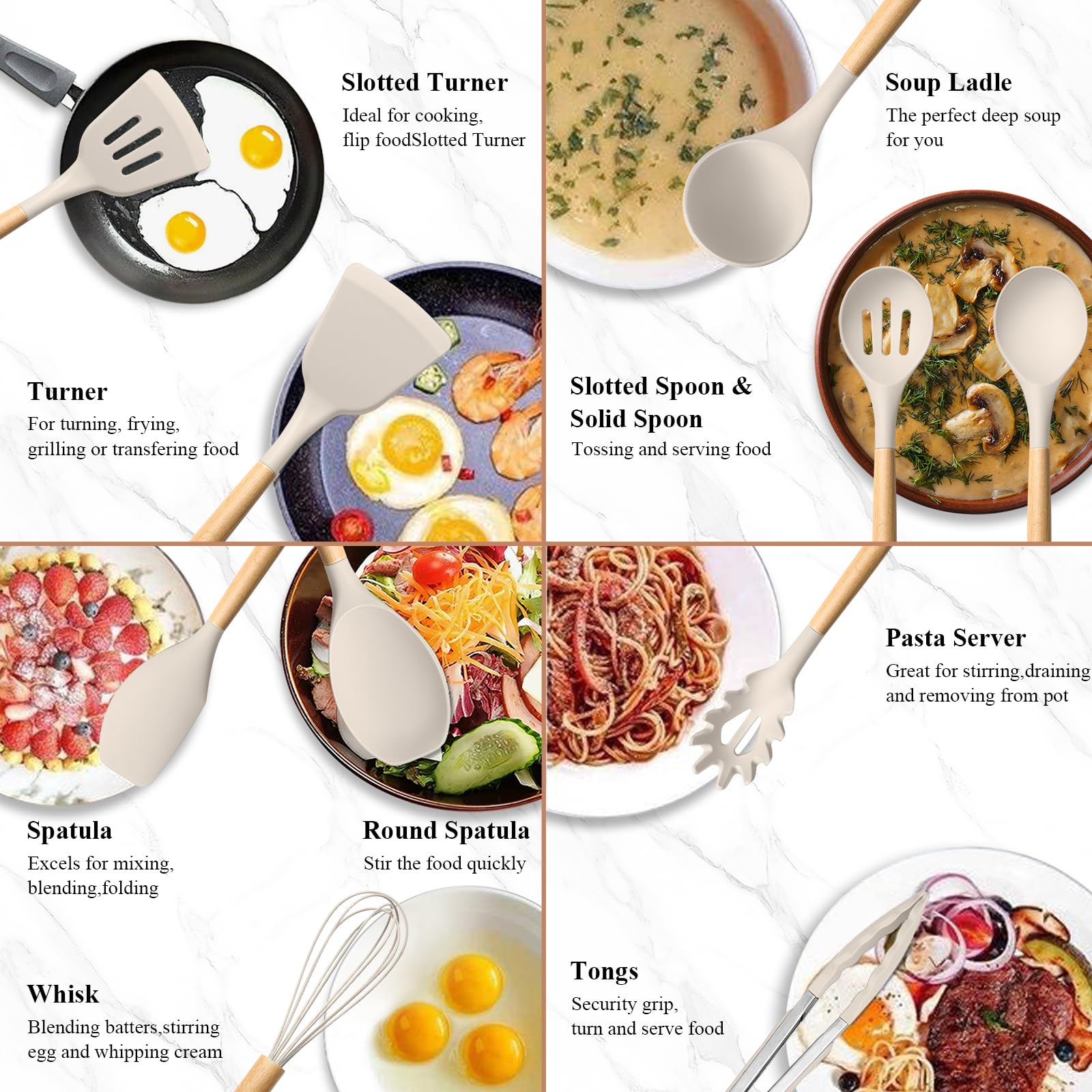 HaWare utensils in use with non-stick pan for gentle stirring.