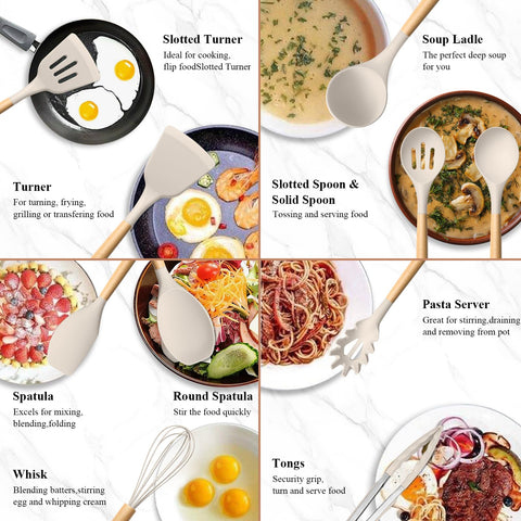 HaWare utensils in use with non-stick pan for gentle stirring.