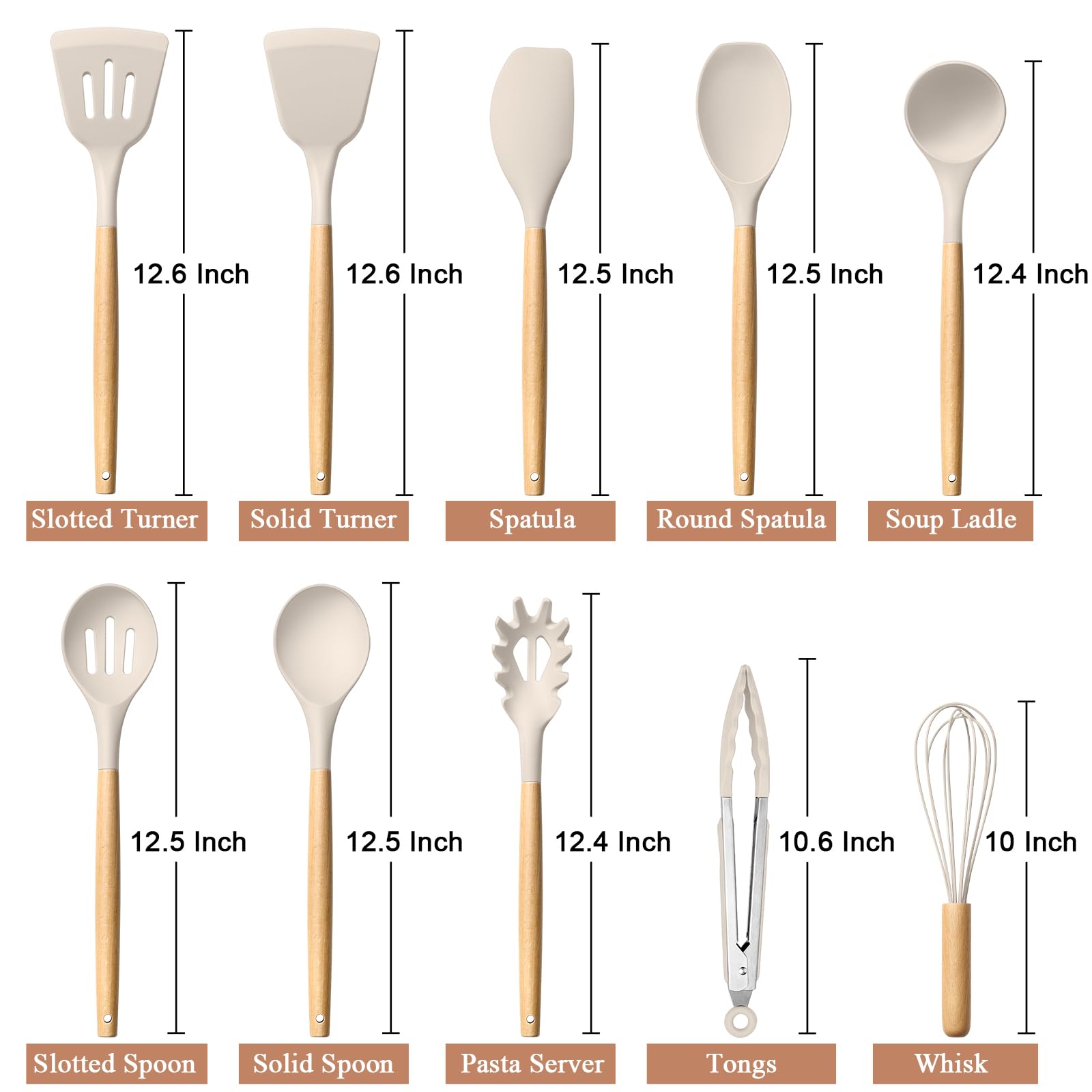 HaWare wooden-handle silicone utensil close-up highlighting ergonomic grip.