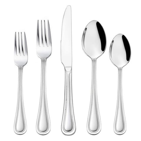 HaWare 60-piece pearled-edge flatware set shown for elegant dining