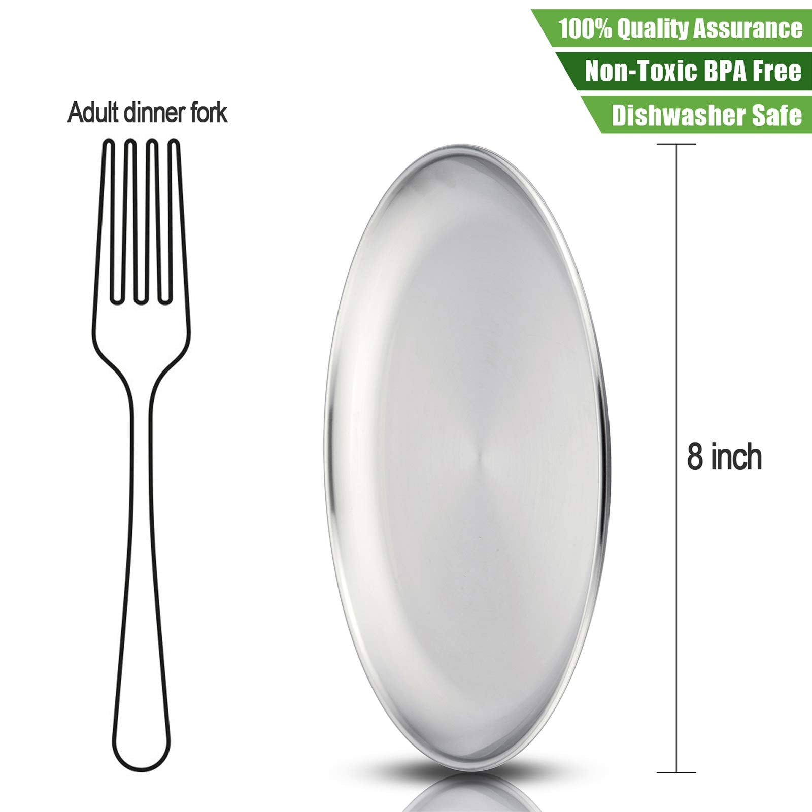 HaWare stainless steel kids dinner plates 8-inch, plastic-free and easy to clean.