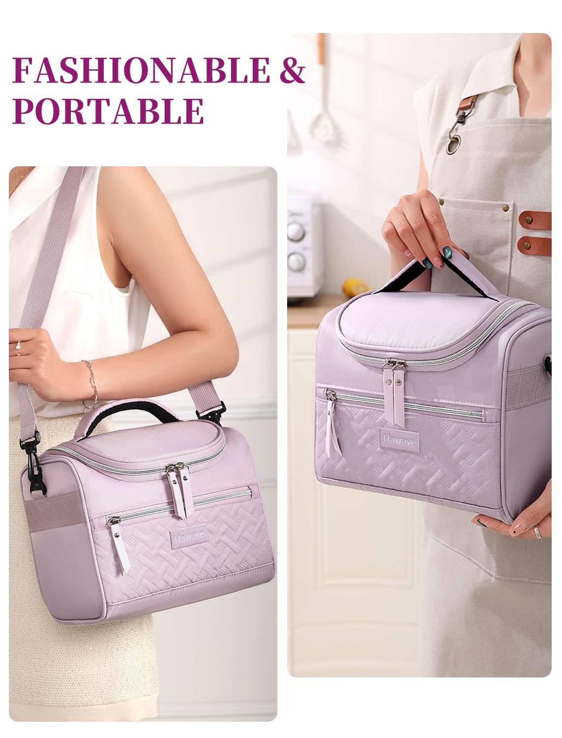 Hawave insulated lunch bag with 8L capacity for meals on the go.