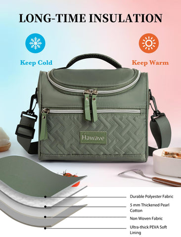 Hawave lunch bag with adjustable strap for comfortable carrying.
