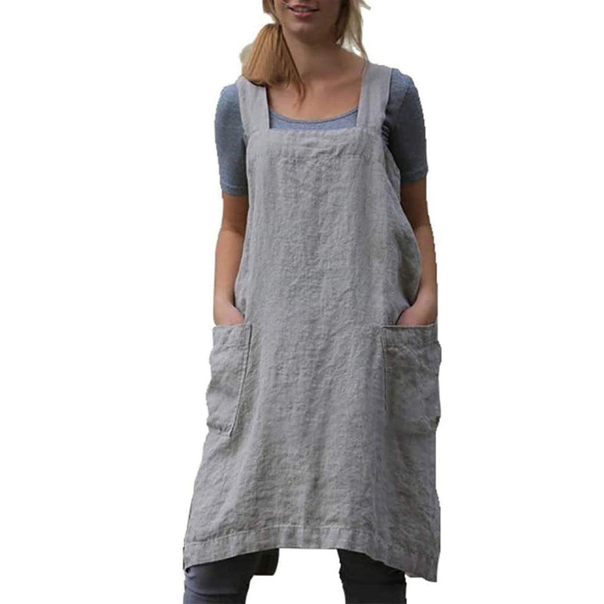 Hawholm Japanese Pinafore Apron front view showing pockets for tools