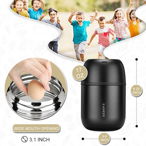 HAWEEK Soup Thermo 17oz outer lid doubles as a small bowl for snacks