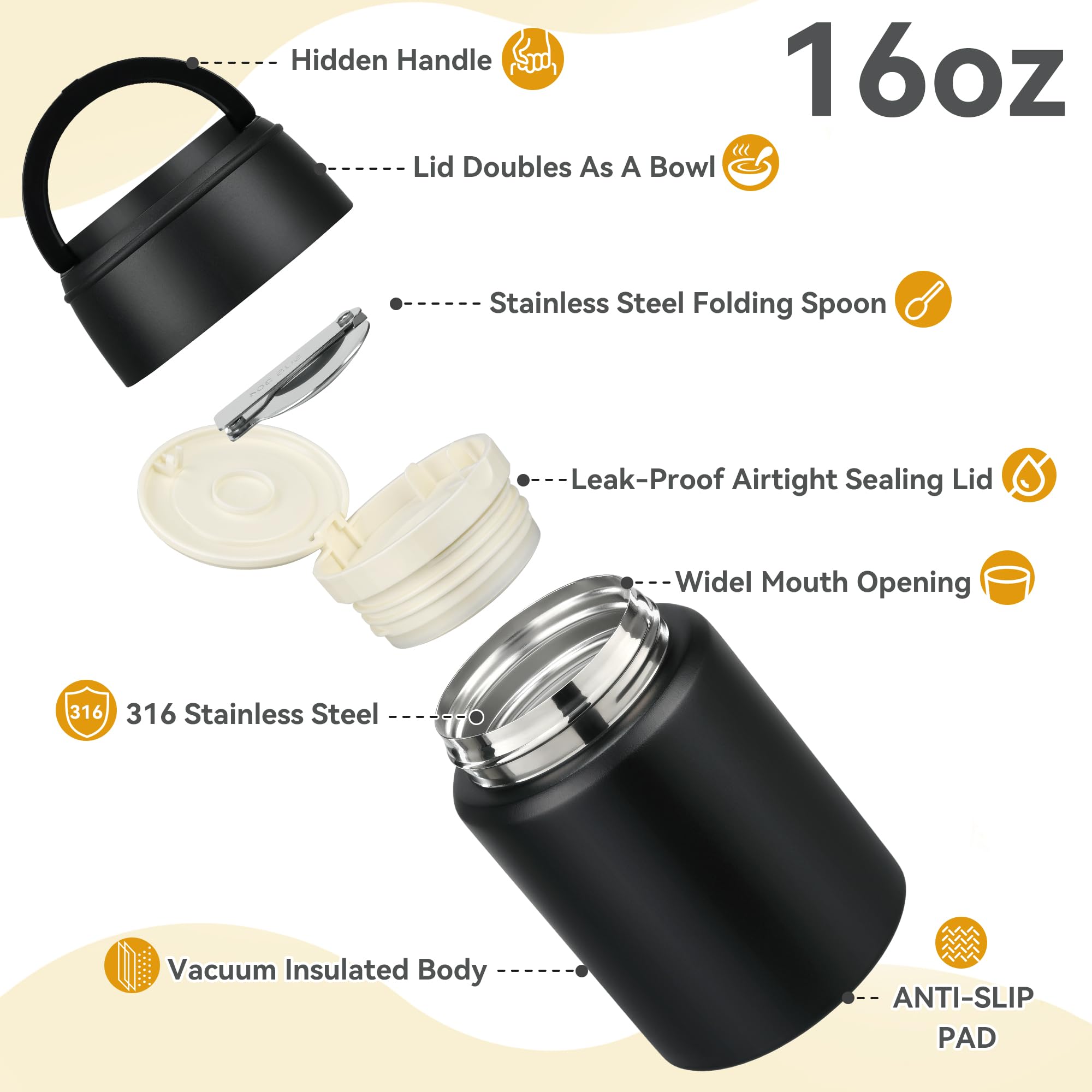 HAWEEK Soup Thermo stainless steel inner lining ensures safe food contact