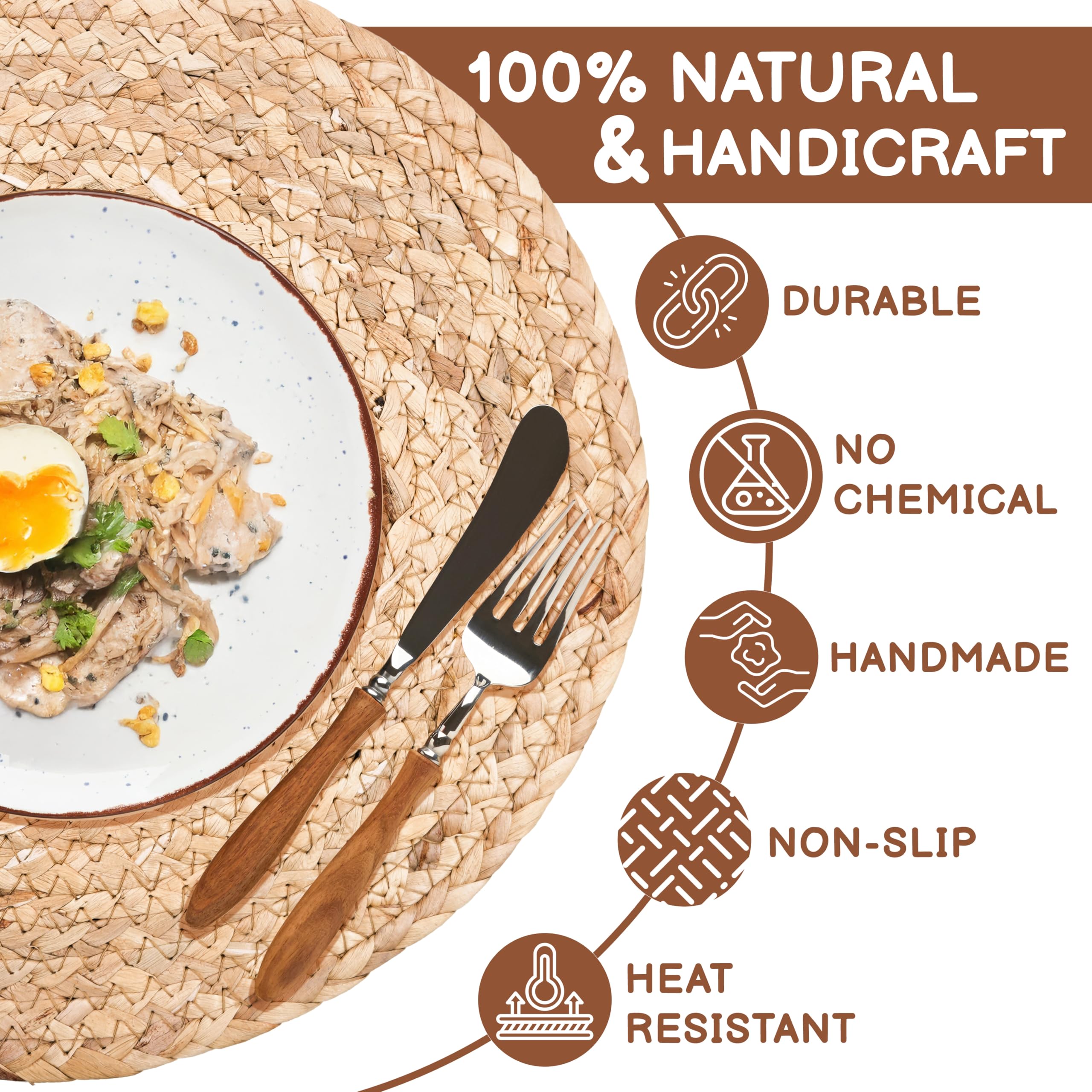 HaxHut non-slip weave placemats keep plates stable on the table