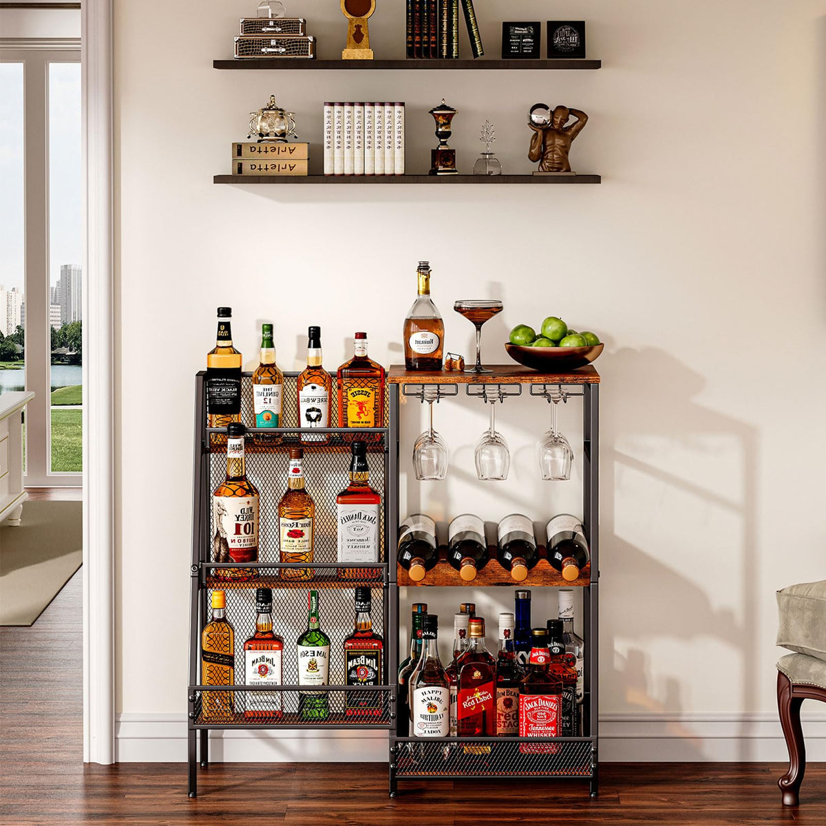 Hayexiha versatile liquor stand three-tier display for organized bottle storage