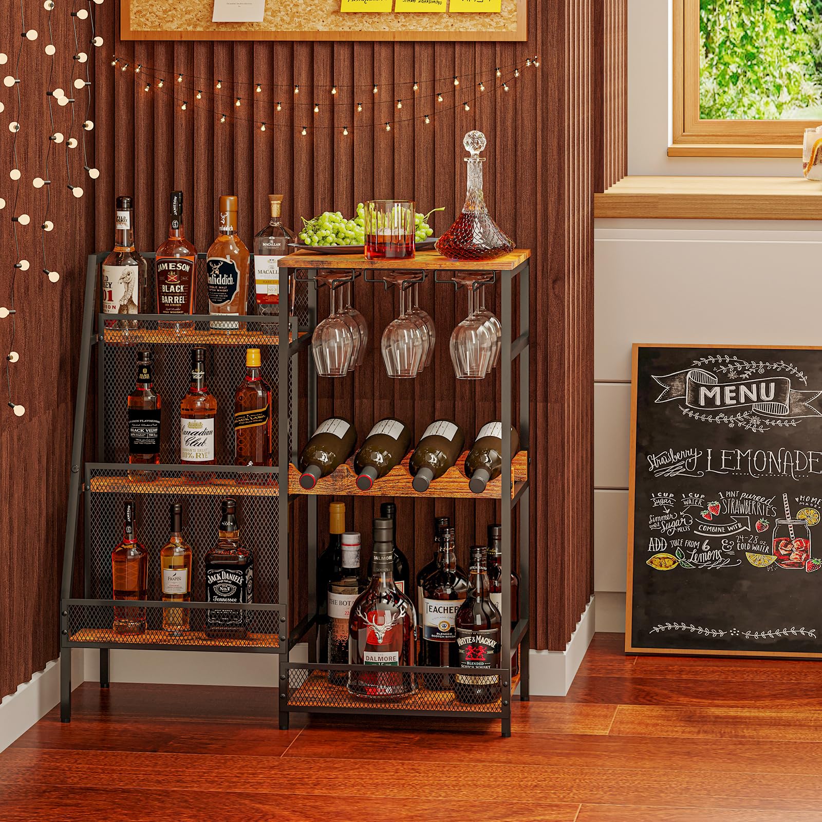 Hayexiha versatile liquor stand with wine glass holders keeps glassware within reach