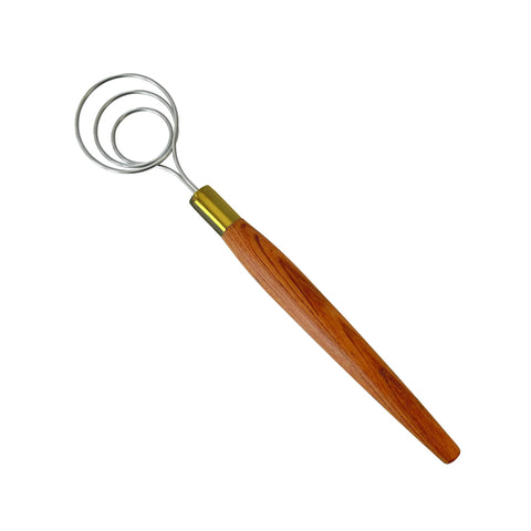 HayJ Danish Dough Whisk with 14-inch stainless steel for smooth sourdough mixing.