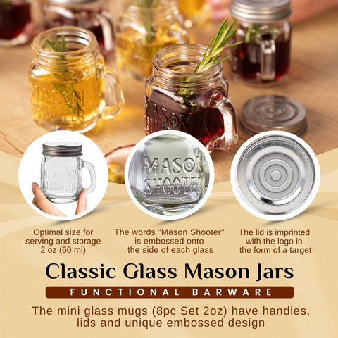 Hayley Cherie 2oz mini mason jar with handle for festive party favors.