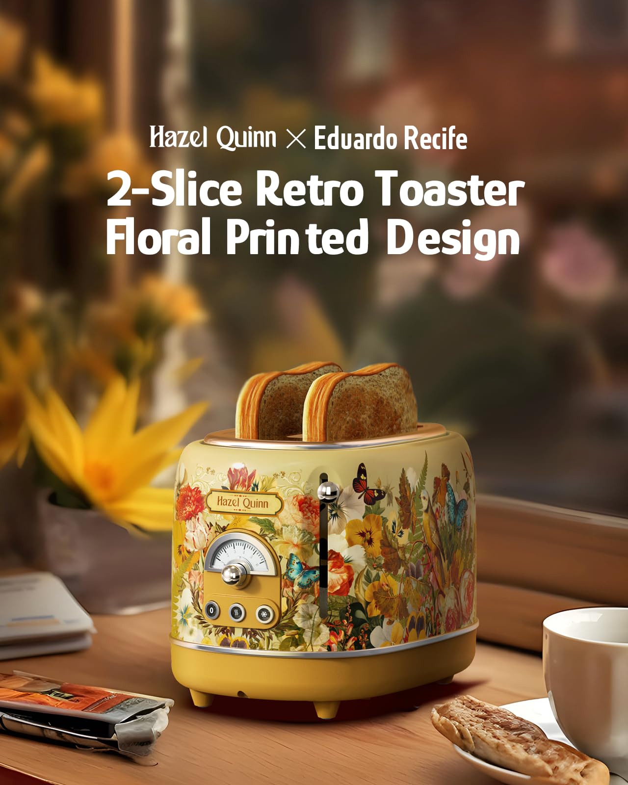 Close-up of the browning dial on the Hazel Quinn x Eduardo Recife toaster.