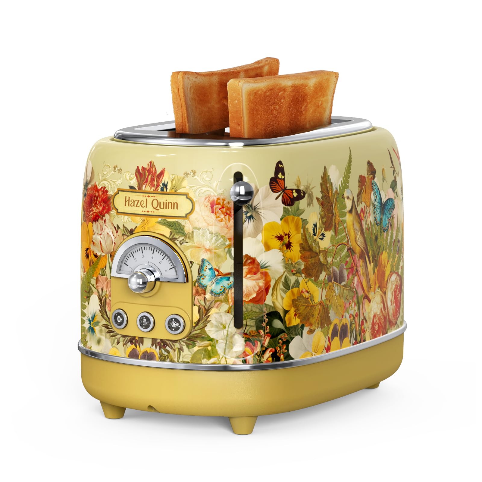 Hazel Quinn x Eduardo Recife toaster front view shows compact two-slice design for small kitchens.