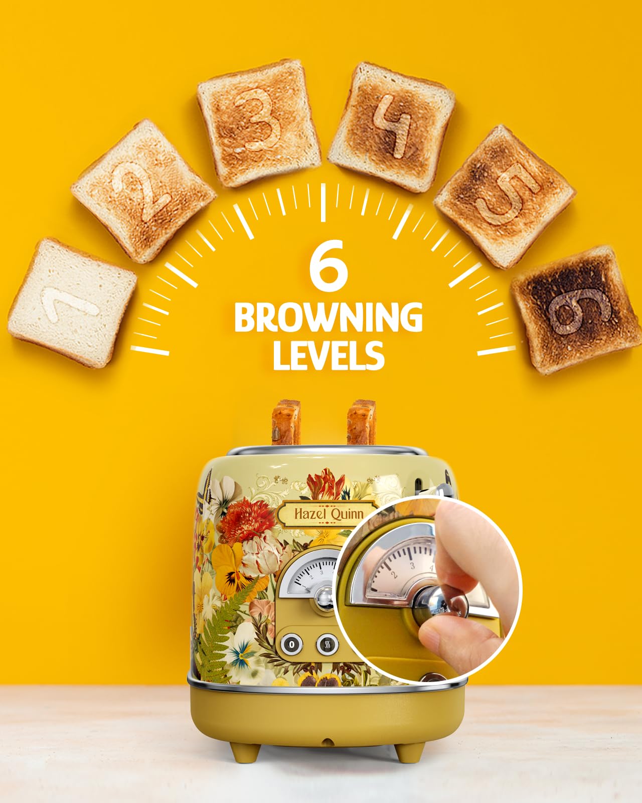 Hazel Quinn x Eduardo Recife toaster with 1.5-inch extra-wide slots for thick slices.