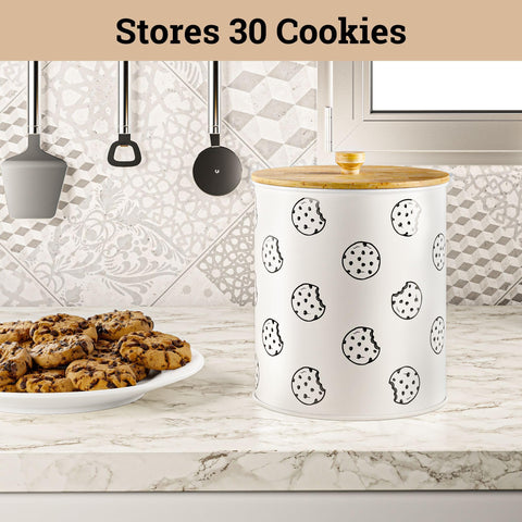 HB Design Co bamboo lid cookie jar easy to lift and access