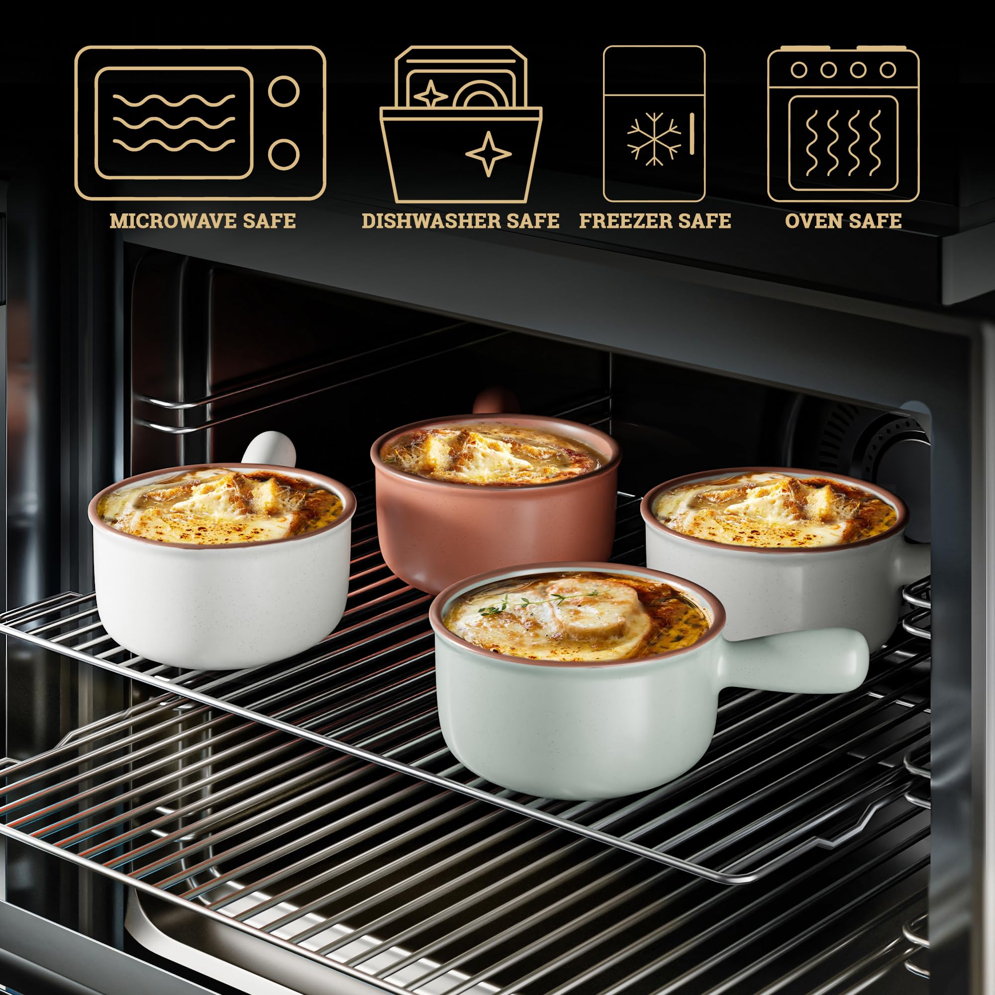 HB Design Co oven-safe ceramic bowls are microwavable and dishwasher friendly for quick weeknights