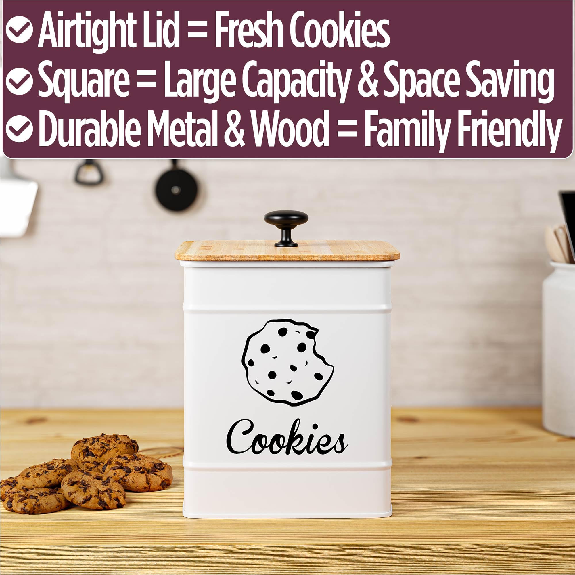 HB Design Co. countertop display-ready cookie jar complements farmhouse or modern decor.