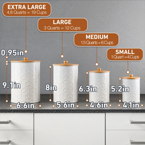 HB Design Co countertop organization with four jars in white finish
