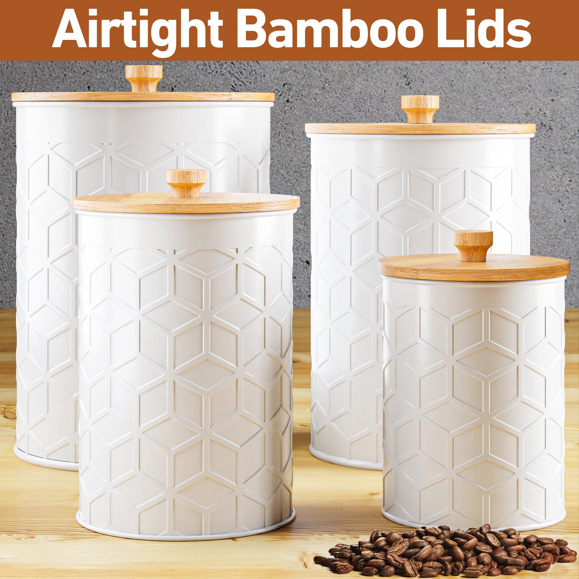 HB Design Co raised textured pattern on white jars