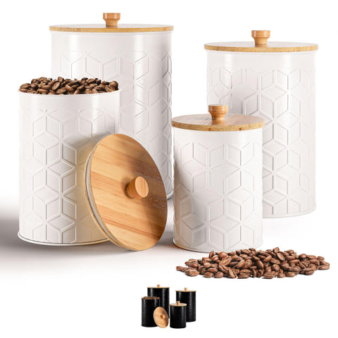 HB Design Co kitchen canisters set of 4 with textured iron finish, front view