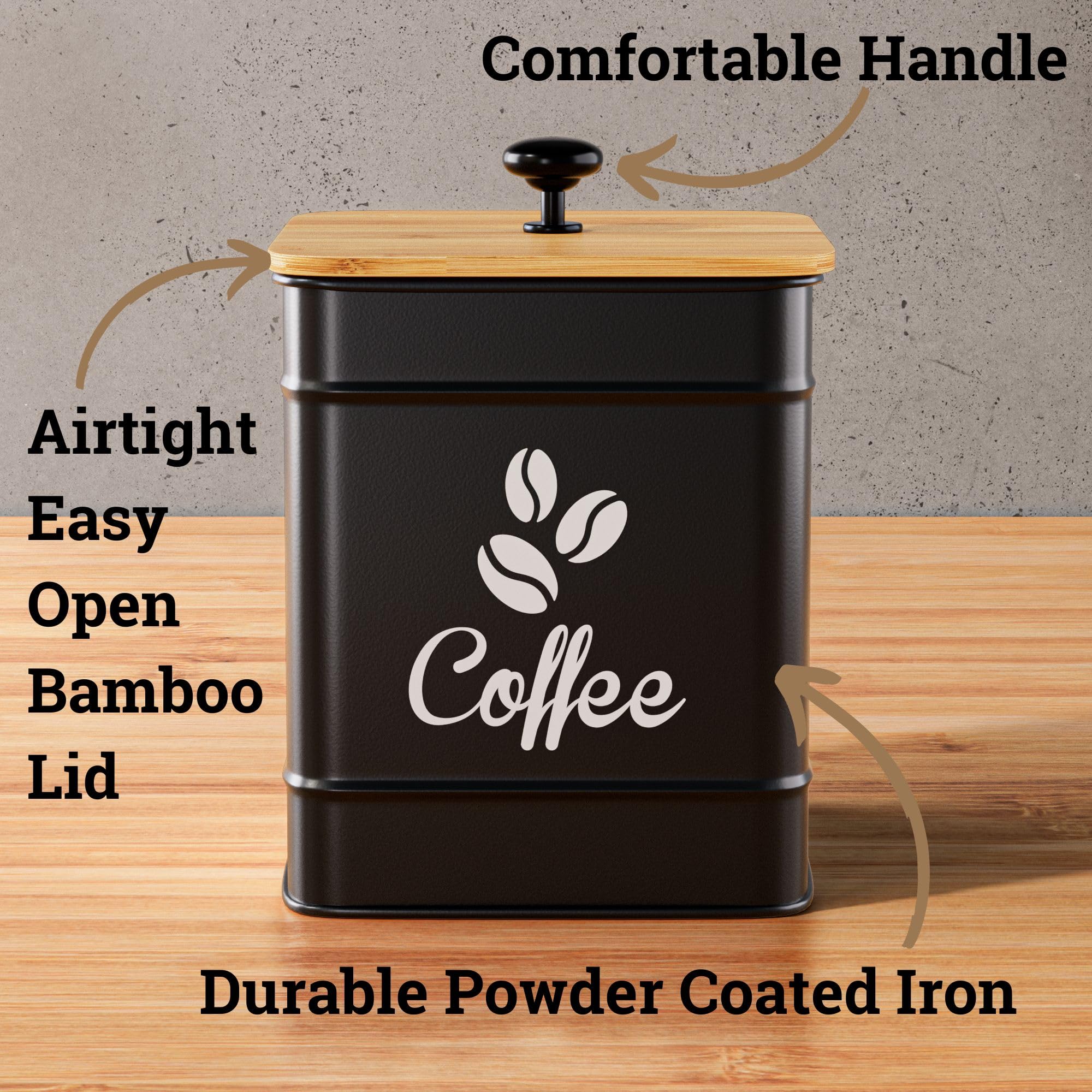 HB Design Co large 6x8 inch metal jar on kitchen counter.