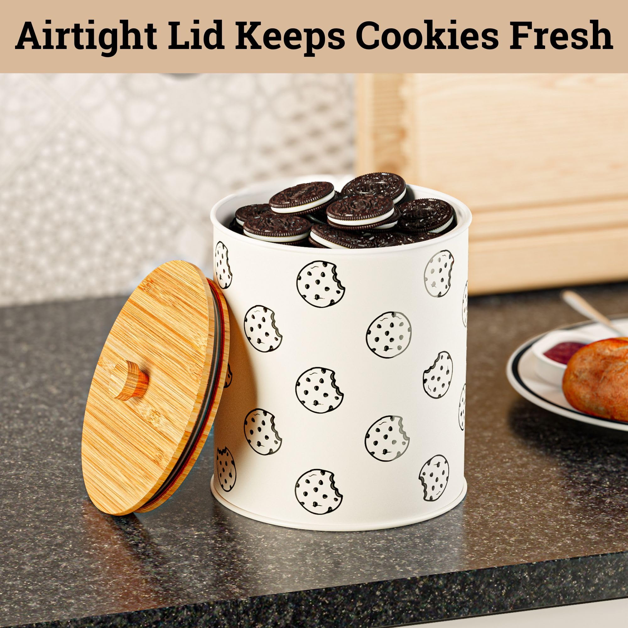 HB Design Co large cookie jar shown on kitchen counter for display and storage