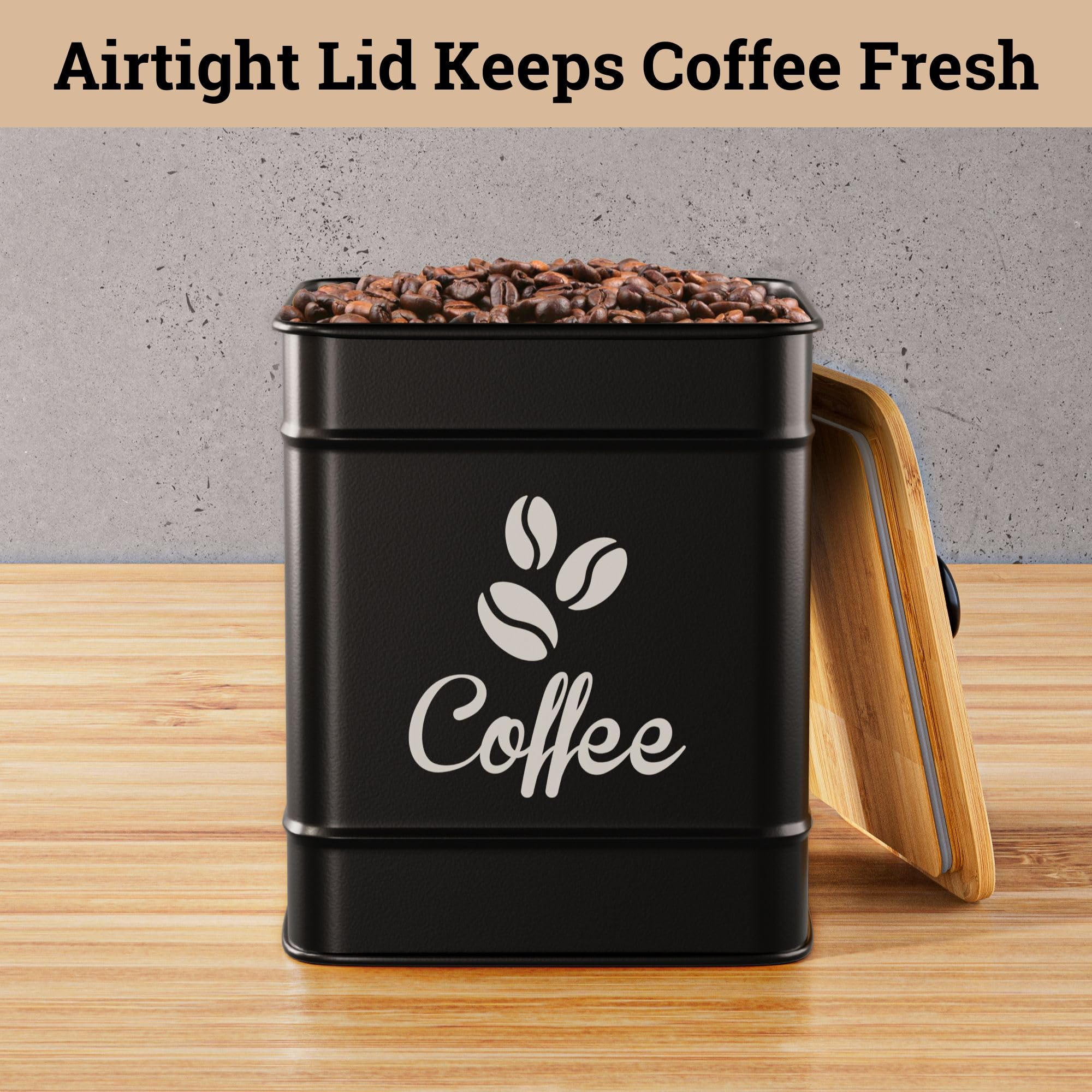 HB Design Co square matte-black metal canister demonstrates sturdy construction.