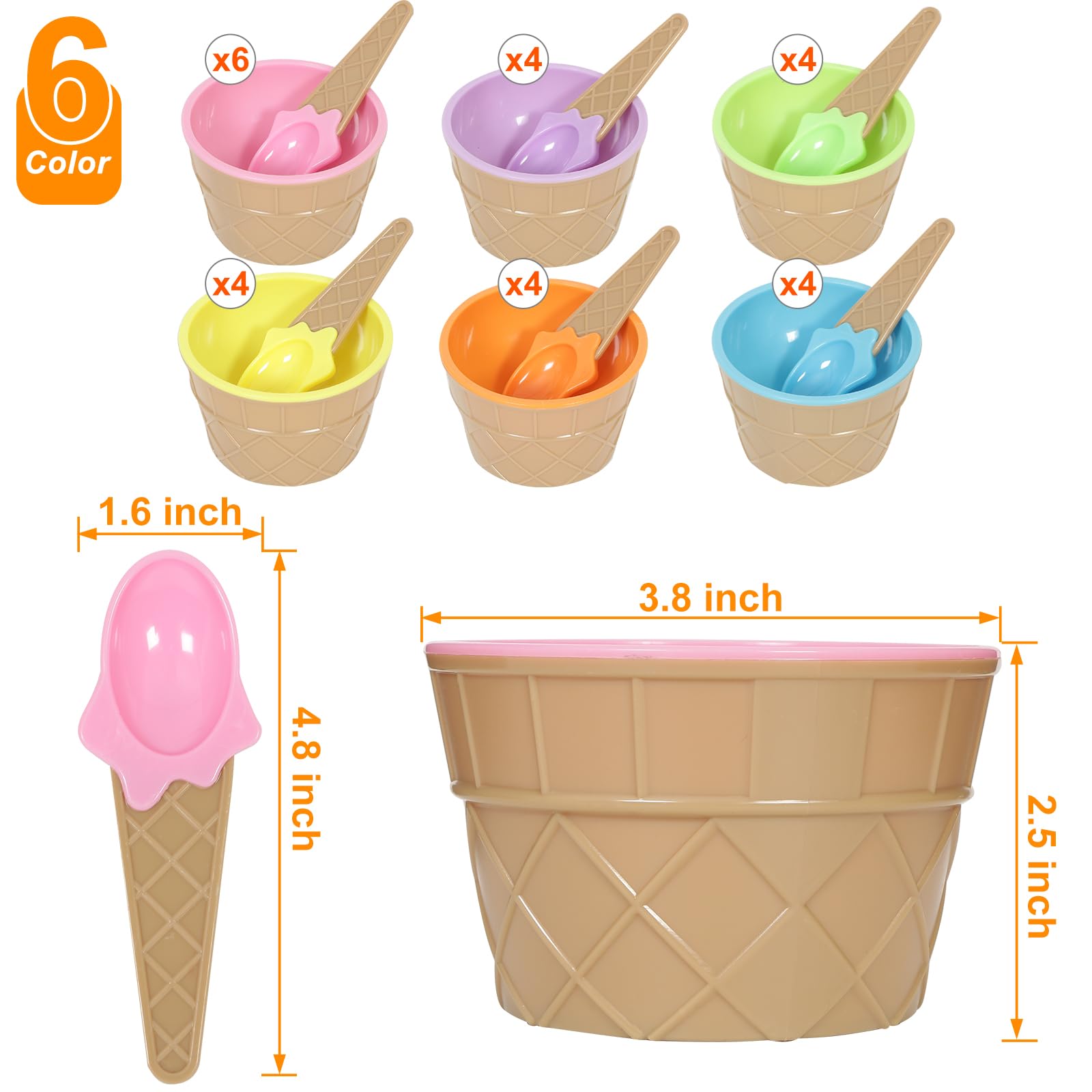 Hbaushun ice cream spoons included with matching bowls for easy serving.