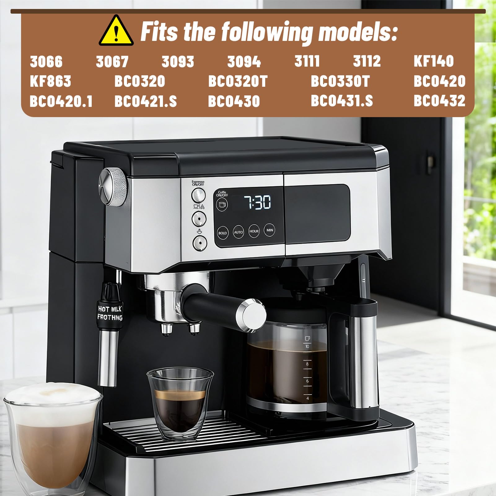 HBCyole borosilicate glass carafe endures heat while monitoring levels.