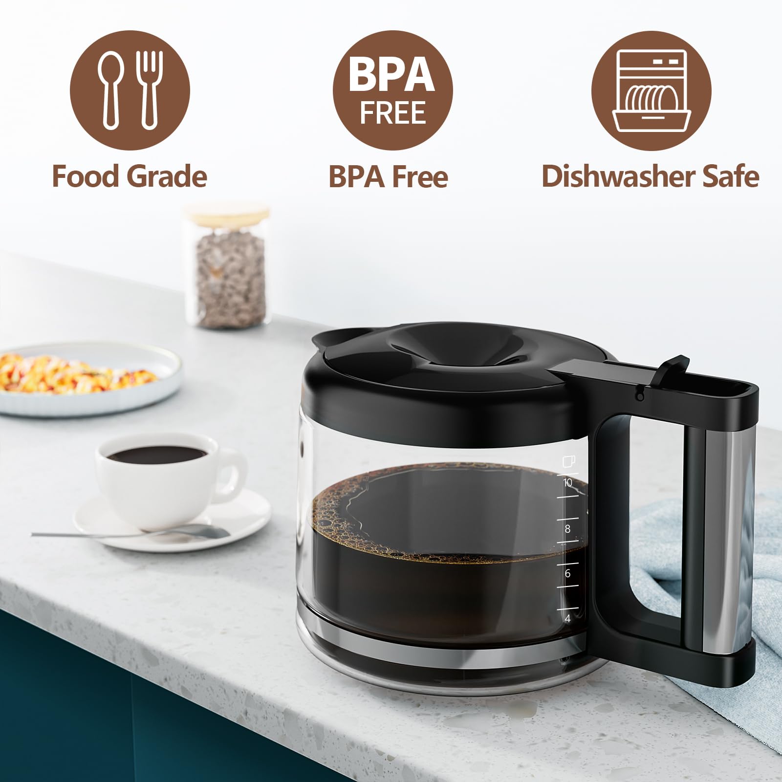 HBCyole ergonomic handle and drip-free spout for mess-free pouring.