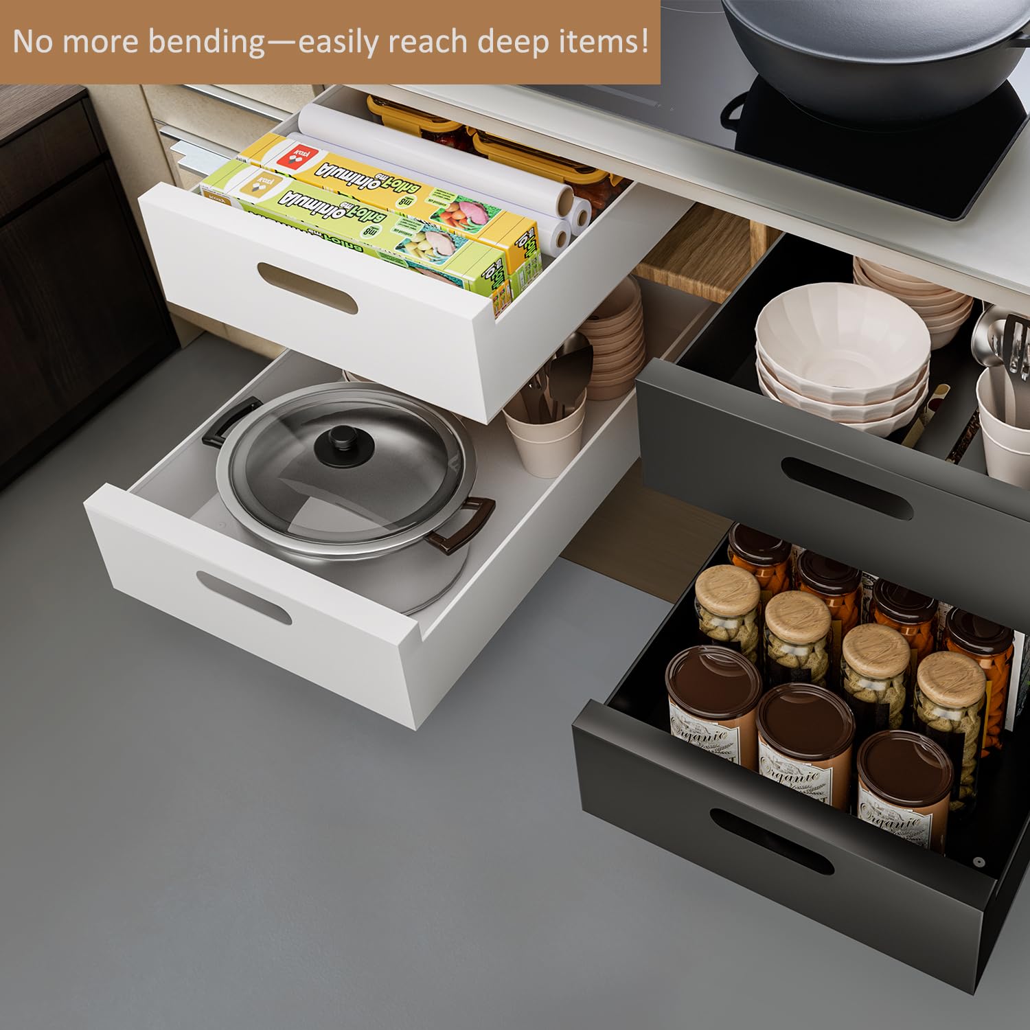 HBL compatible with face-frame or frameless cabinets for flexible use.