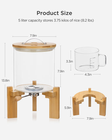 HBlife dispenser with airtight bamboo lid preserves freshness and protects from moisture.