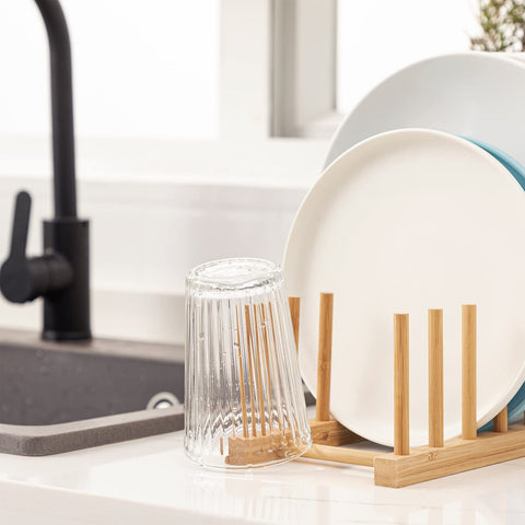 HBlife bamboo slot plates with eight slots for plates and lids