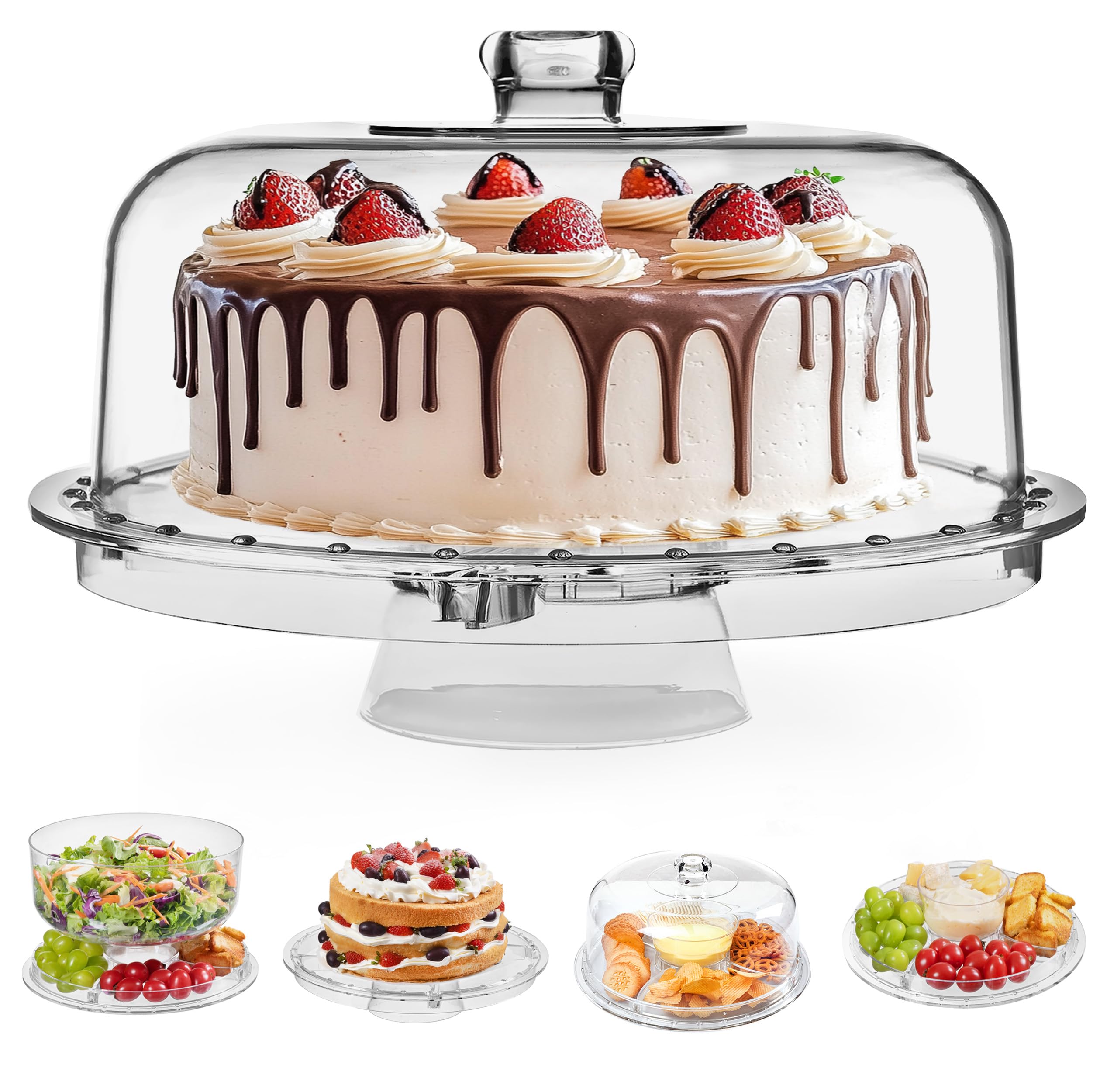 HBlife acrylic cake stand with dome cover showcases desserts clearly while keeping them fresh