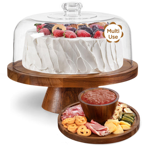 HBlife cake stand with lid 11.4-inch; clear dome keeps pastries fresh and dust-free.