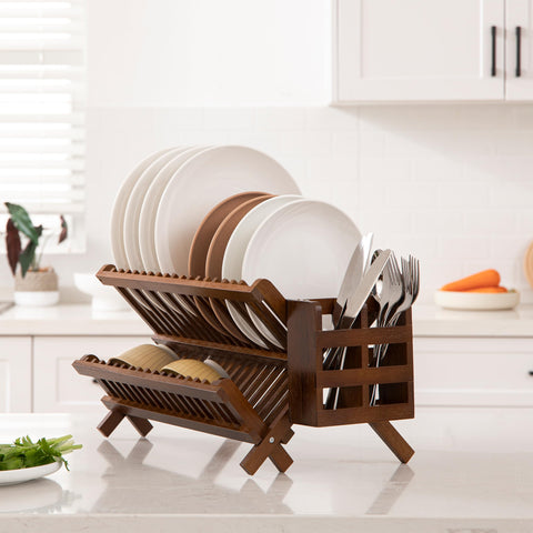HBlife dish rack lower tier accommodates mugs and small dishes efficiently.