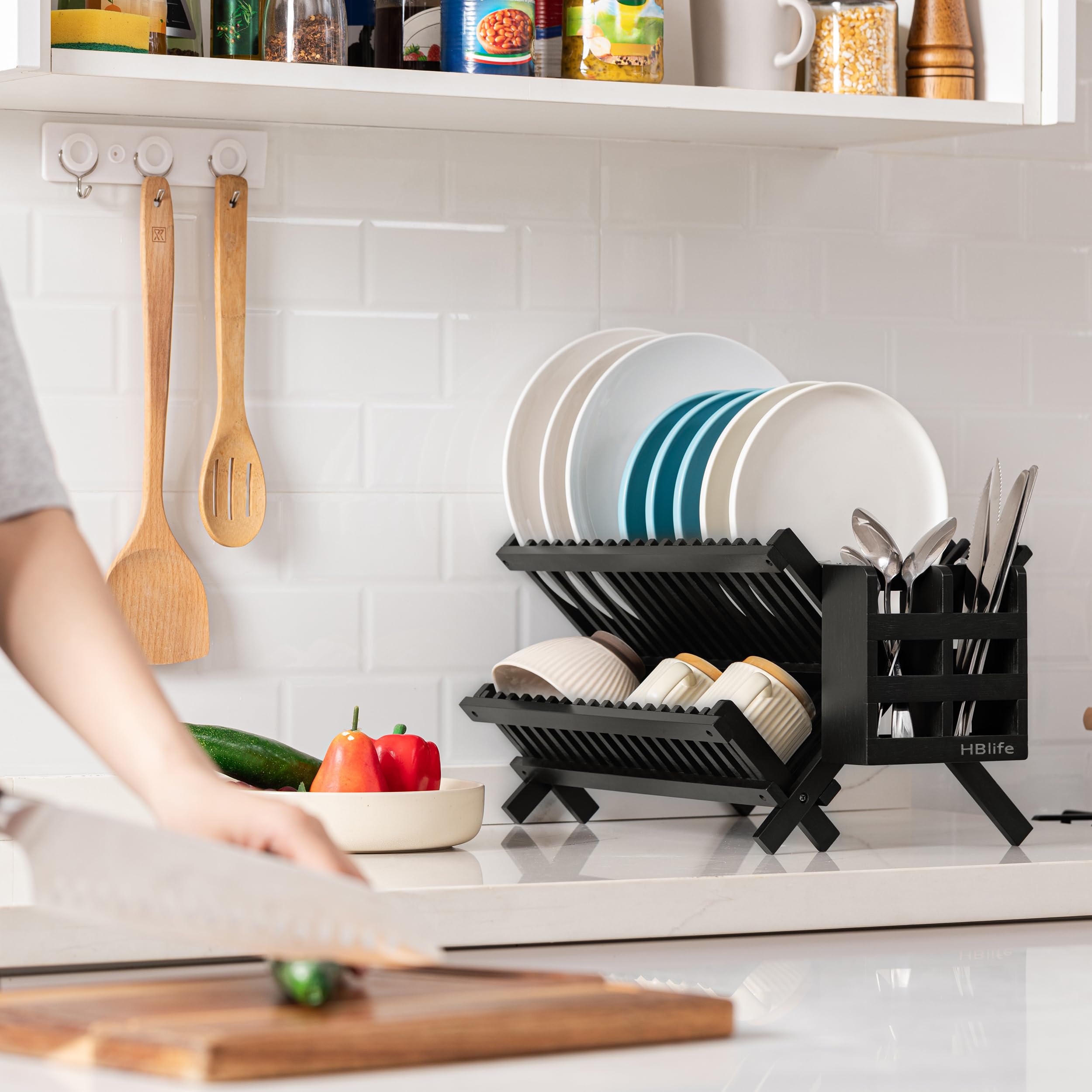 HBlife bamboo drainer includes bottom holes for efficient water drainage.