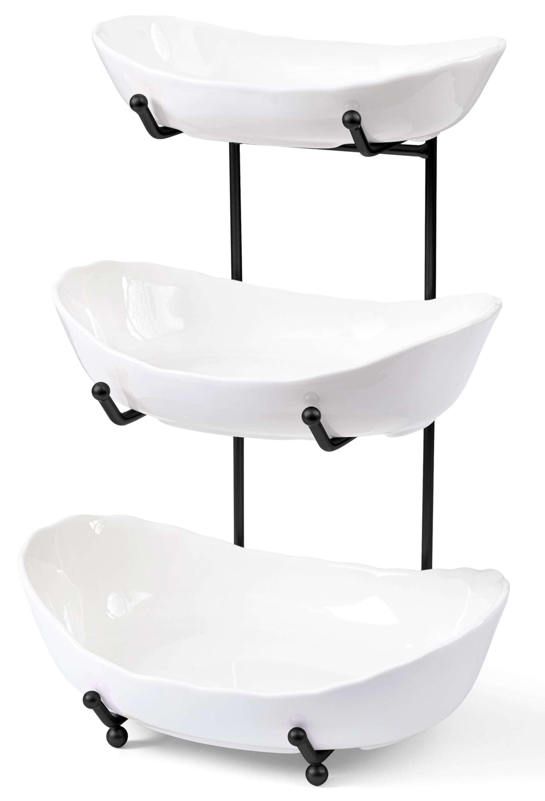 HBlife fruit bowl stand ceramic with glossy finish for elegant counter display.