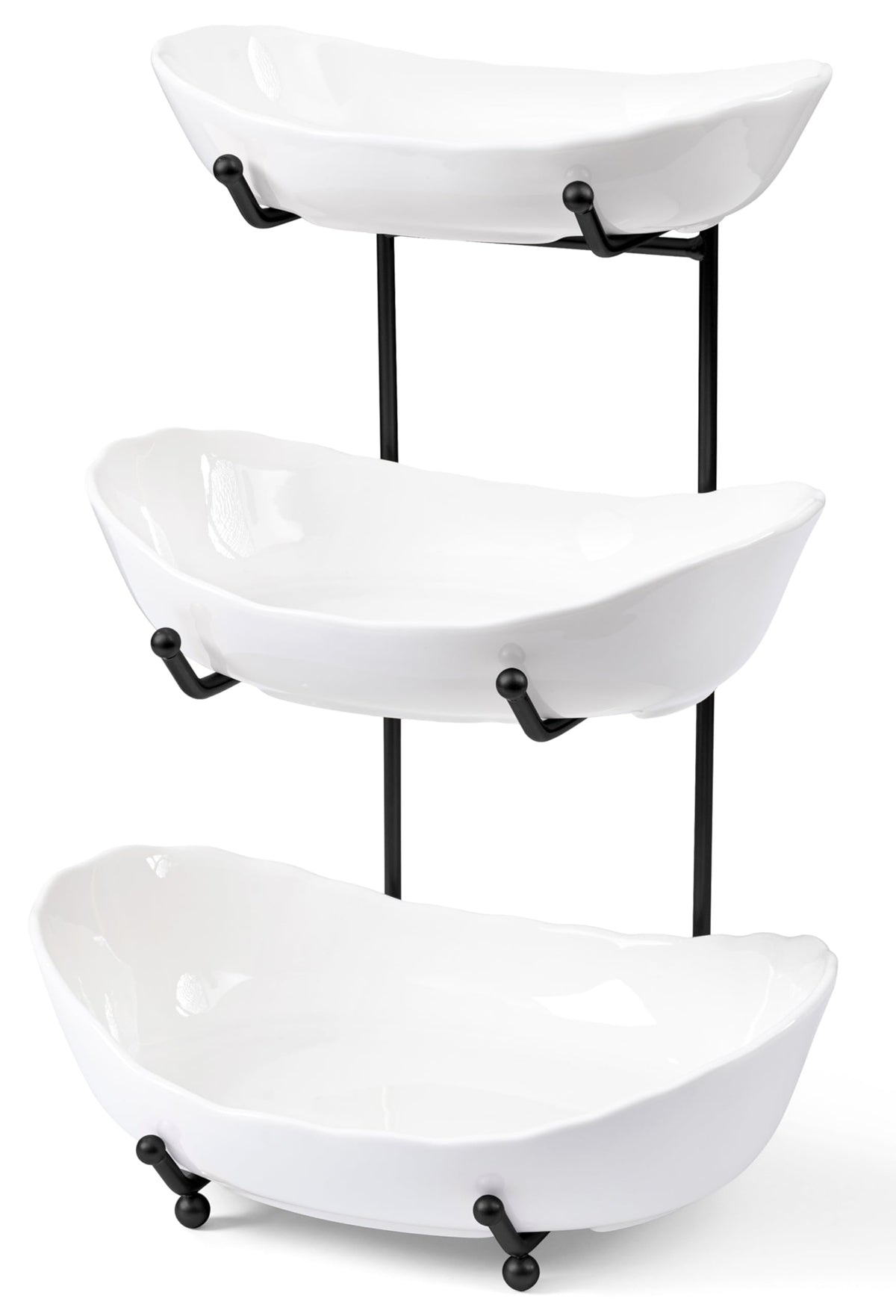 HBlife fruit bowl stand ceramic with glossy finish for elegant counter display.