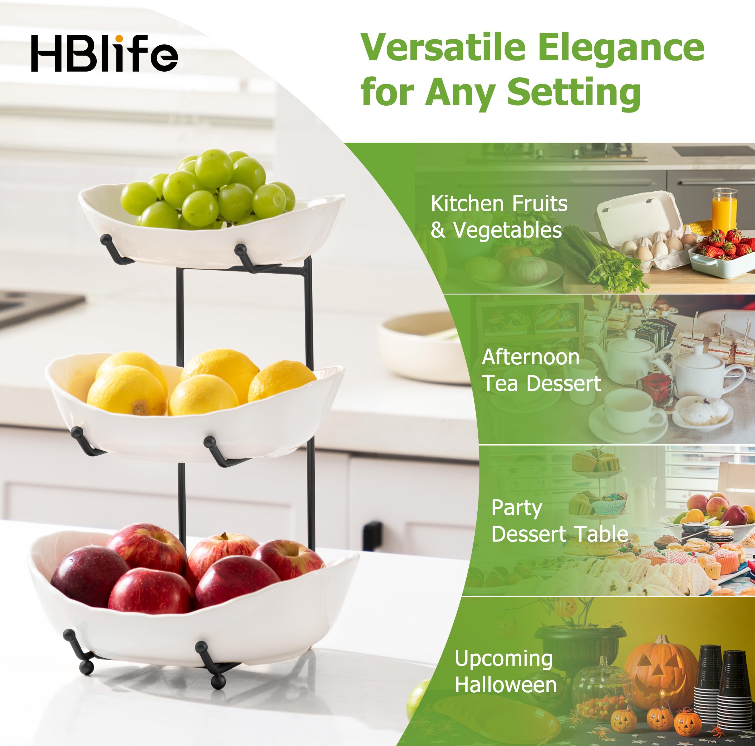HBlife kitchen counter display adds elegance while keeping fruit organized.