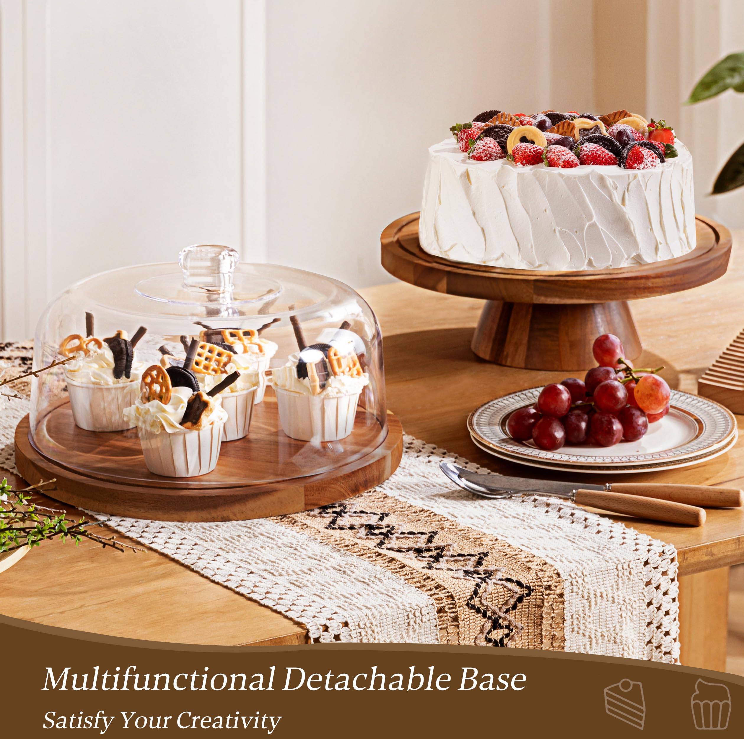 HBlife multifunctional stand flips to become different plates—cake, salad, or serving tray.